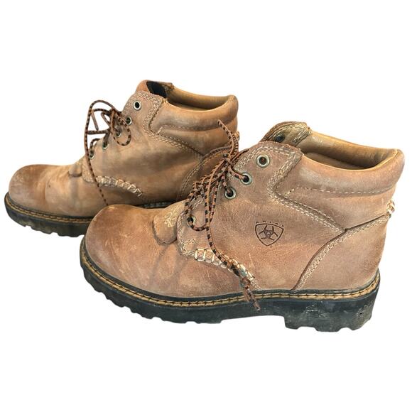 Ariat Canyon Western Boots Women's Sz 6.5B Tan Leather Lace Up Casual Round Toe - Picture 1 of 10